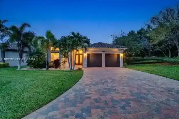 Twilight driveway approach